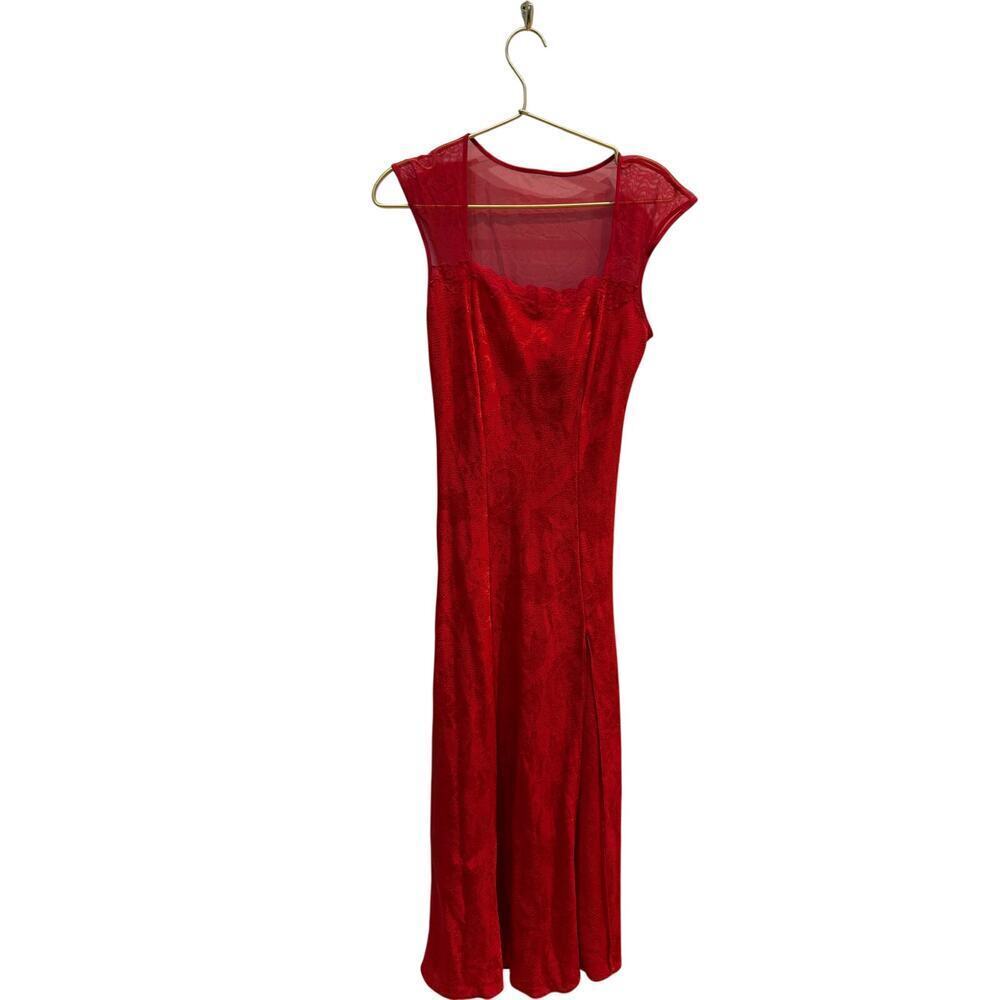 Vintage Red Victorias Secret Lace Long Dress Slip - Picture 6 of 7